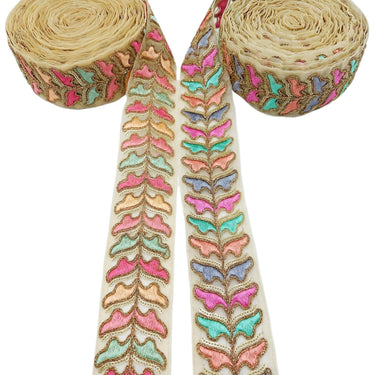 9 Yards Sheer Gold Tissue Embroidered Trim, Decorative Trim, Indian Sari Border Sequin Trimming